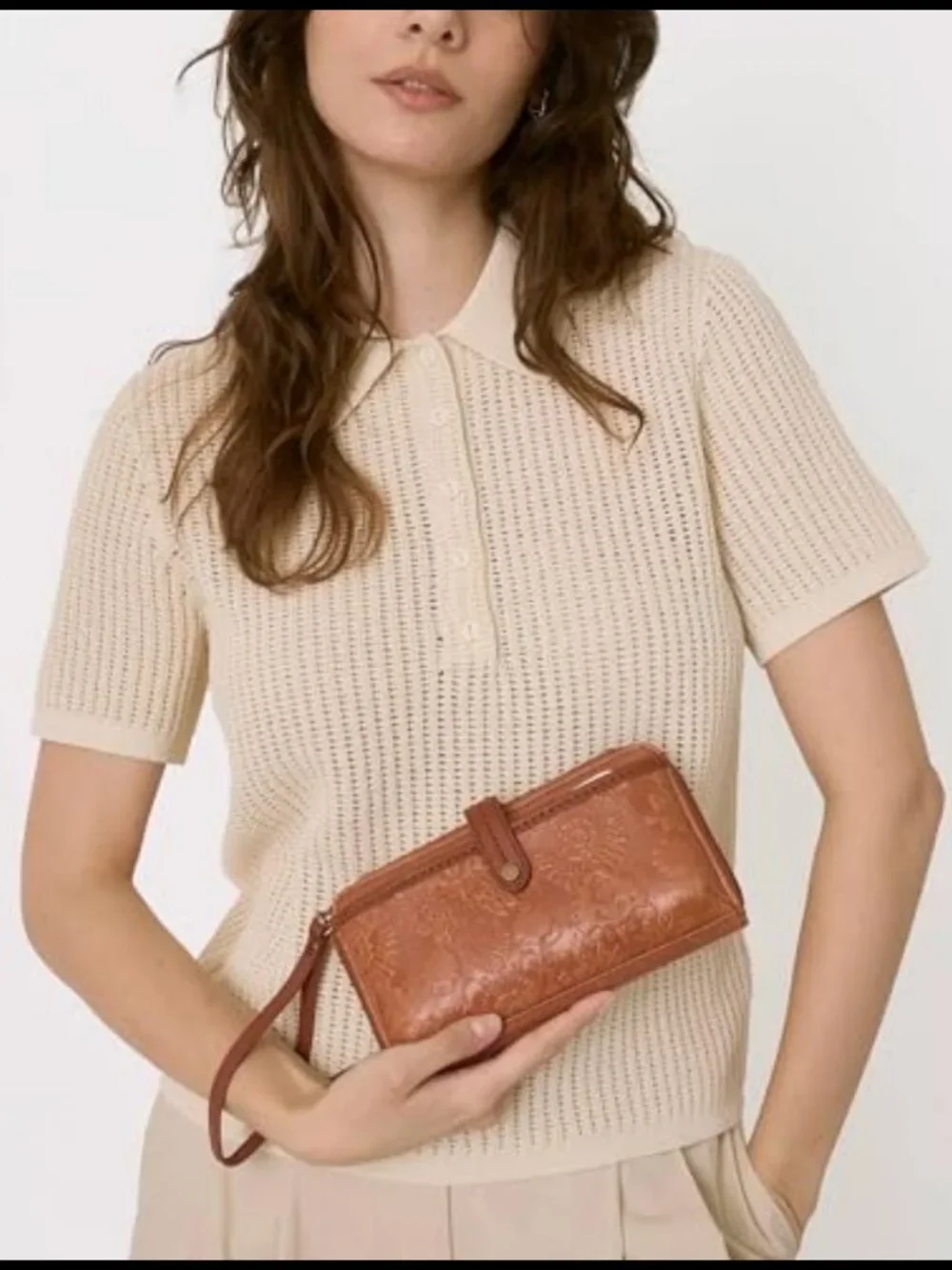 Leather Smartphone Crossbody Wallet Wristlet Convertible